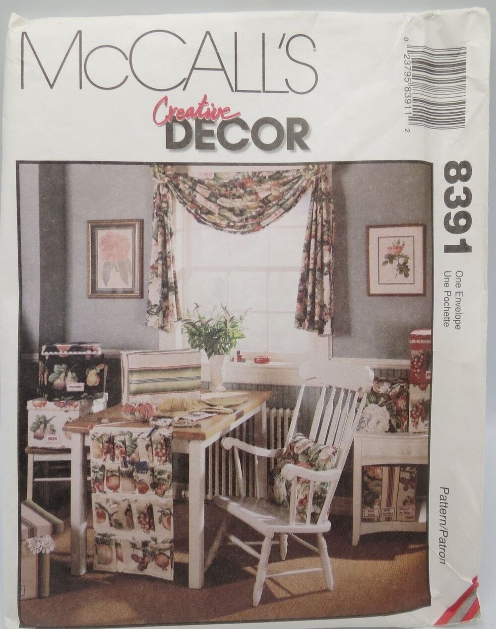 McCall's 8391 Creative Decor Home Office Covers Organizer Window One Size 1996